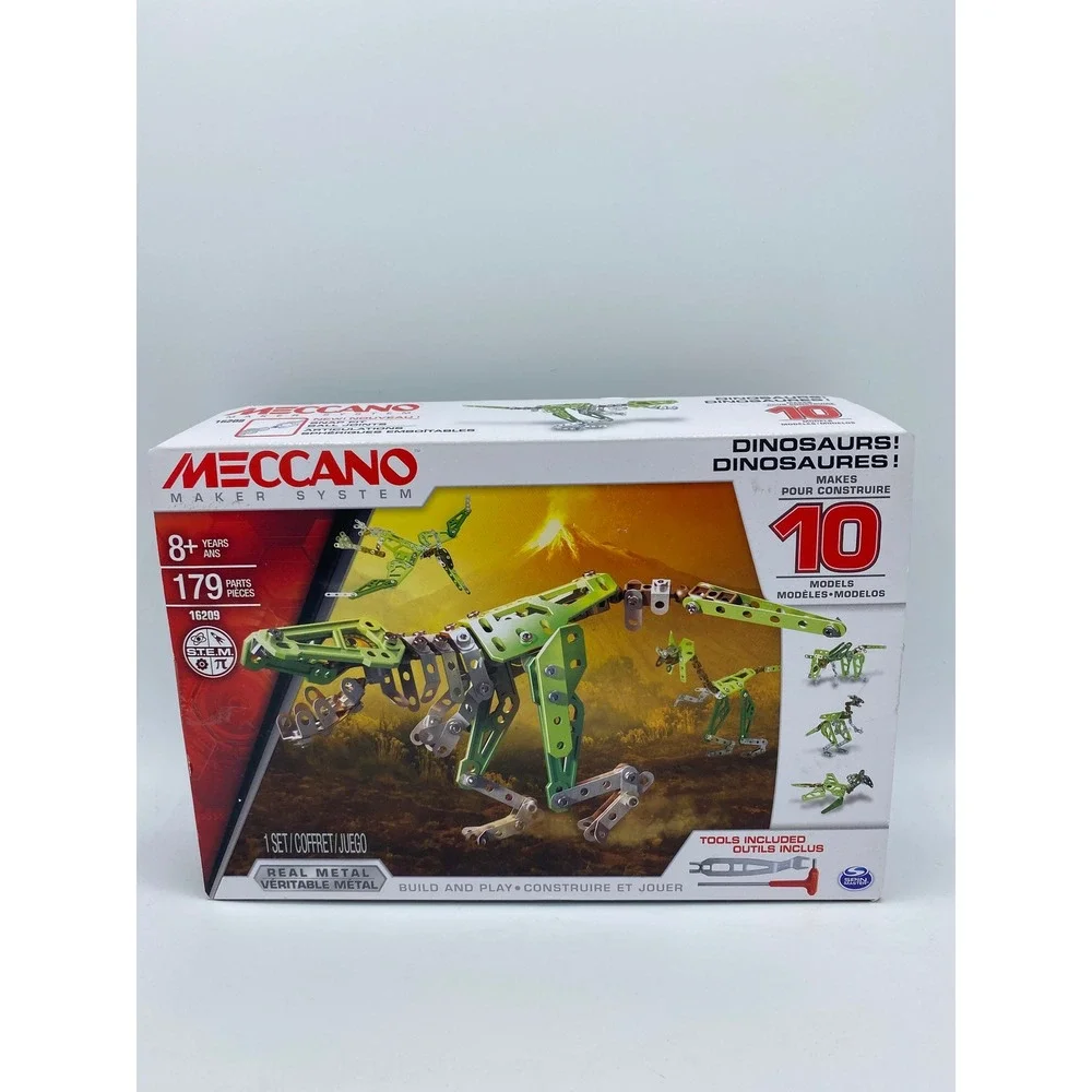 MECCANO Maker System 10 Models Dinosaurs Kids Green 179 Parts 16209